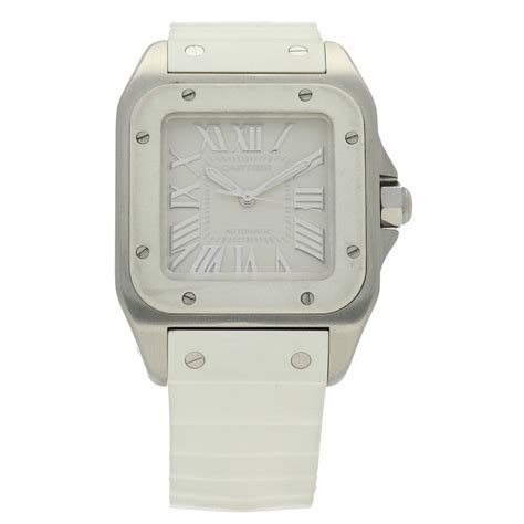 cartier watch white rubber strap.